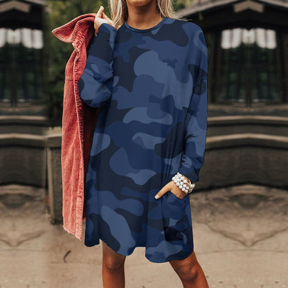 Camo Shirt | Loose Fit Long Sleeves | Deep Blue