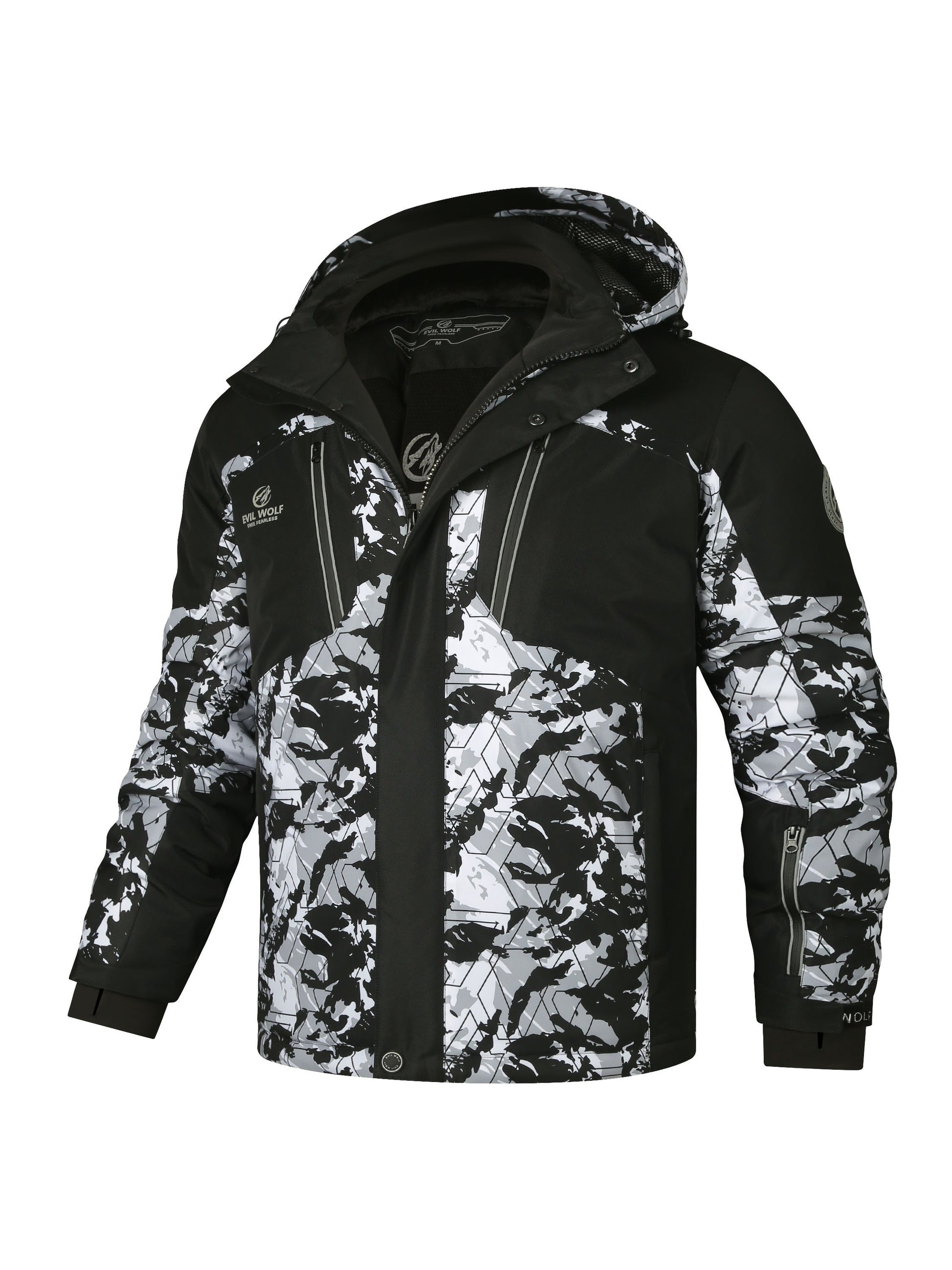 Camo Ski Jacket for Men: Hooded, Insulated, Regular Fit Outerwear