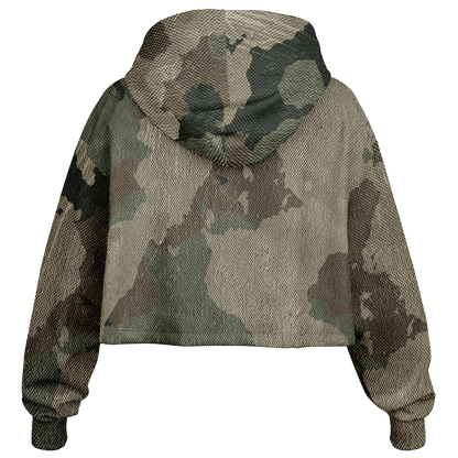 Cropped Hoodie For Women | Dirty Old Brown Camouflage