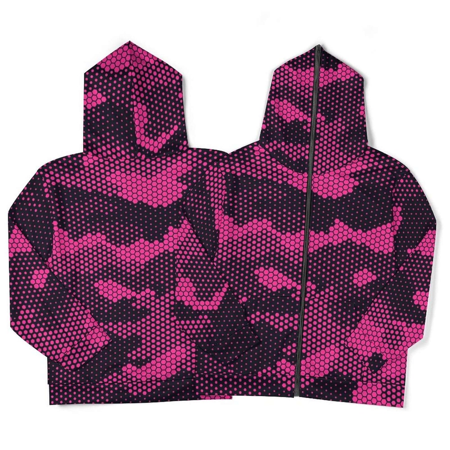 Zip up Camo Hoodie | Pink Digital Camouflage