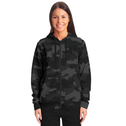 Zip-Up Hoodie | Black Camouflage