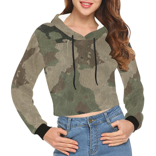 Cropped Camo Hoodie | Tight Fit | Dirty Brown Camouflage