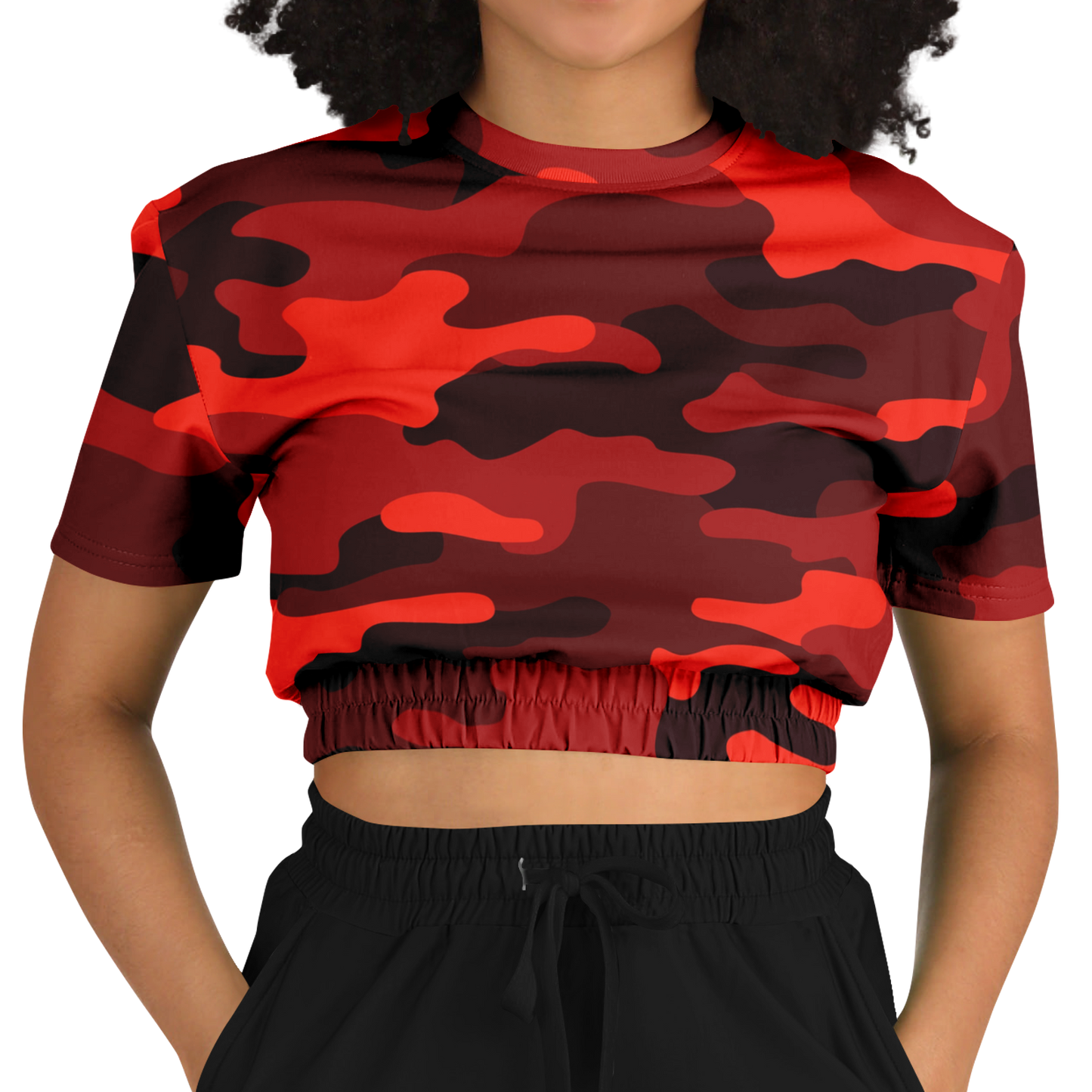 Camo Crop Top Sweatshirt | Scarlet Red & Black Camouflage