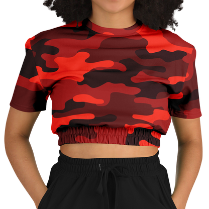 Camo Crop Top Sweatshirt | Scarlet Red & Black Camouflage