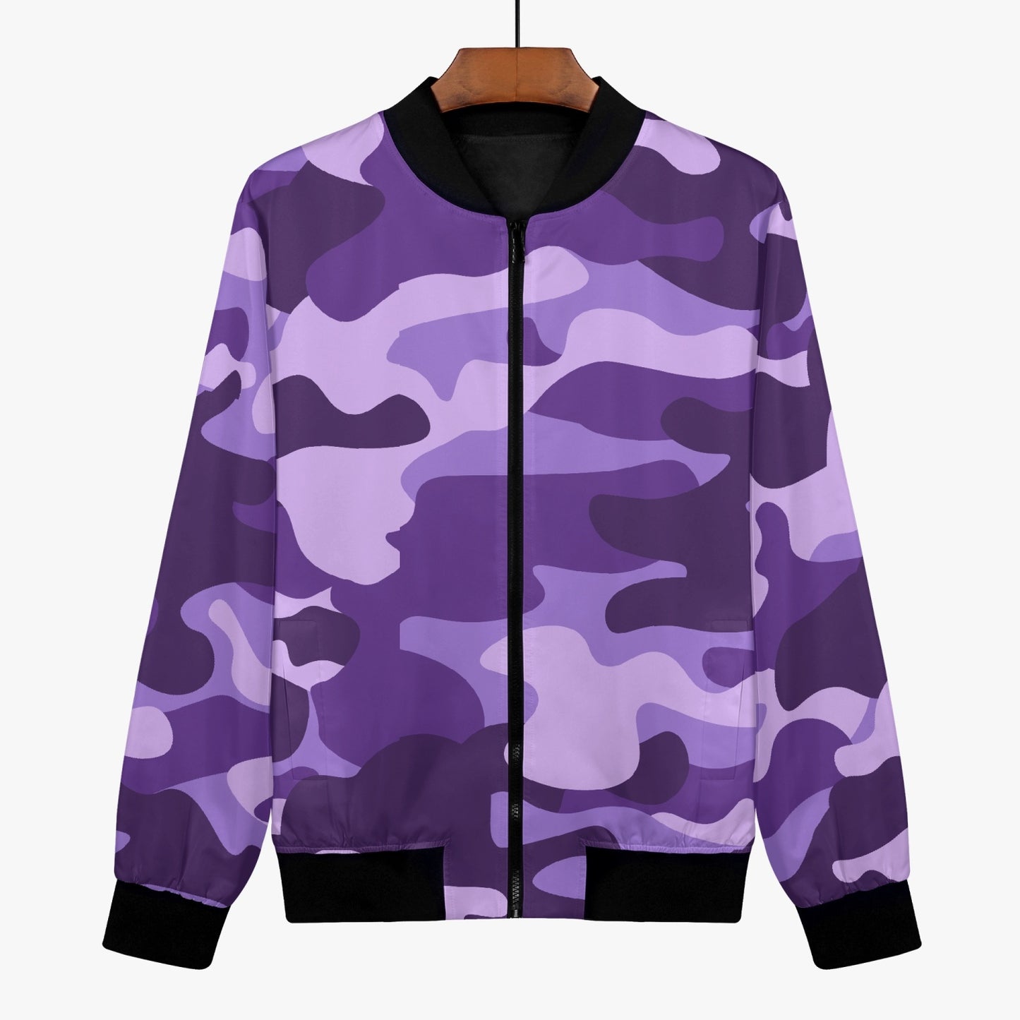 Women's Camo Bomber Jacket | Purple, Blue, and Mauve