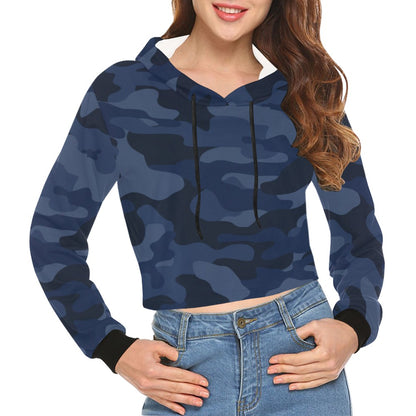 Cropped Camo Hoodie | Tight Fit | Deep Blue Camouflage