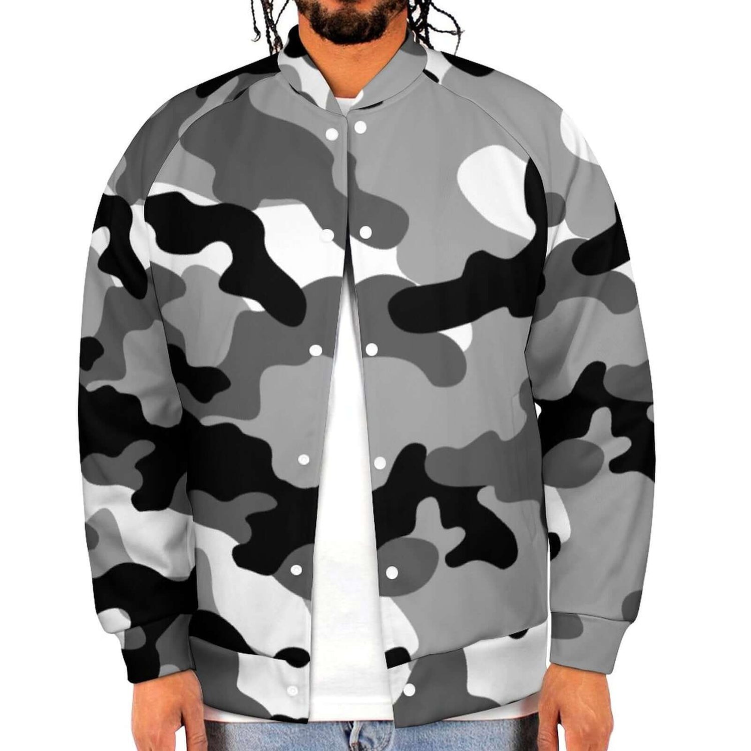 Men's Camo Jacket | Black, White & Gray Camouflage