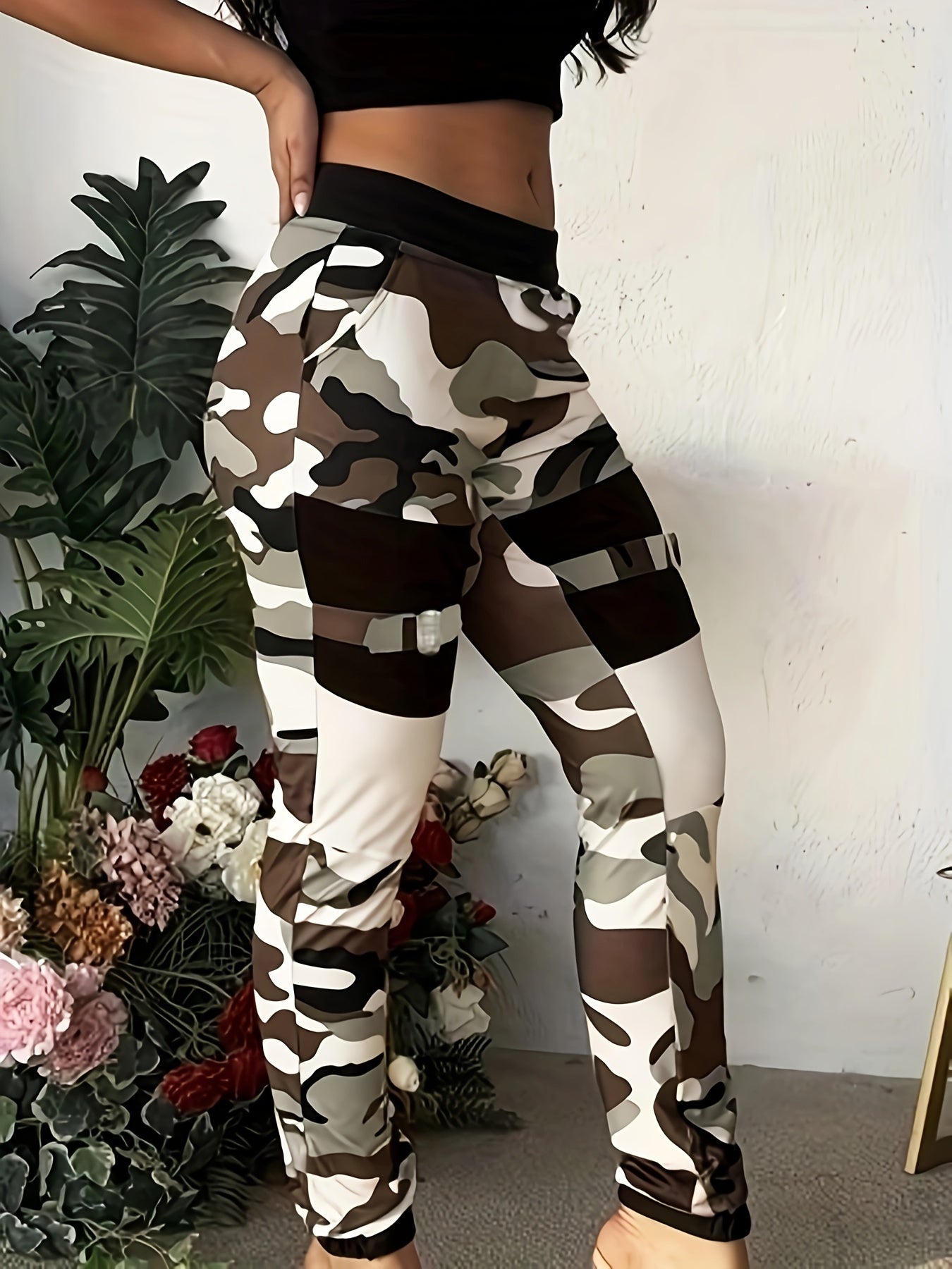 Women's High-Waisted Camo Stretchy Jeans | Casual Style