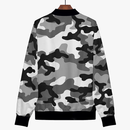 Women's Camo Bomber Jacket | Gray, Black and White