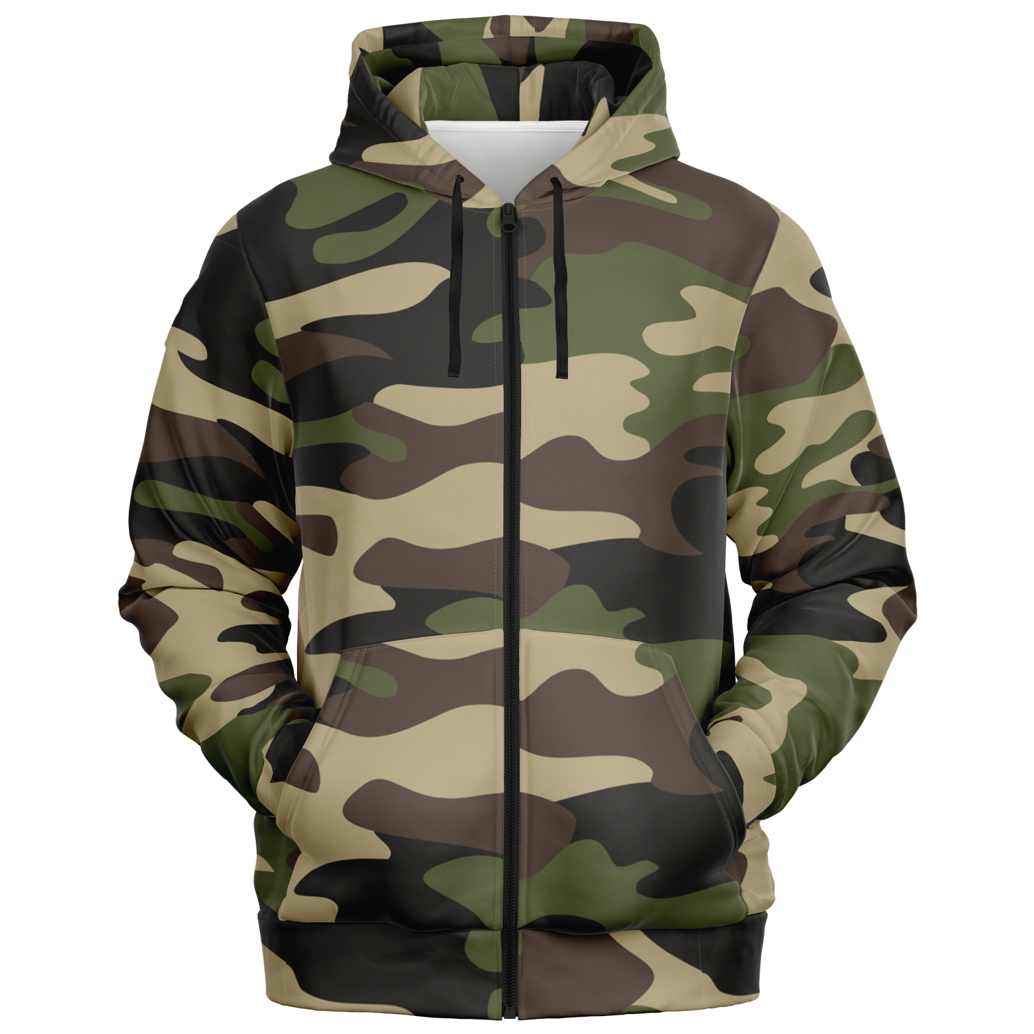 Zip-Up Hoodie | Classic Green Camouflage