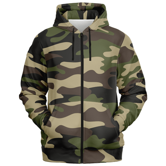 Zip-Up Hoodie | Classic Green Camouflage