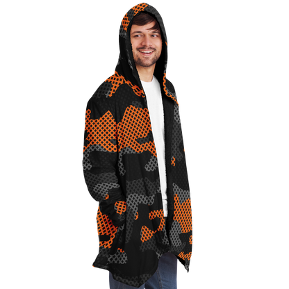 Camo Cloak | Orange & Black Pixel Camouflage | Microfleece