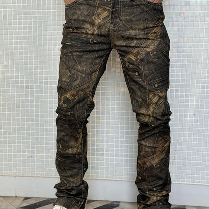 Stretch Denim Pants For Men | Street Motorcycle Flared Pants