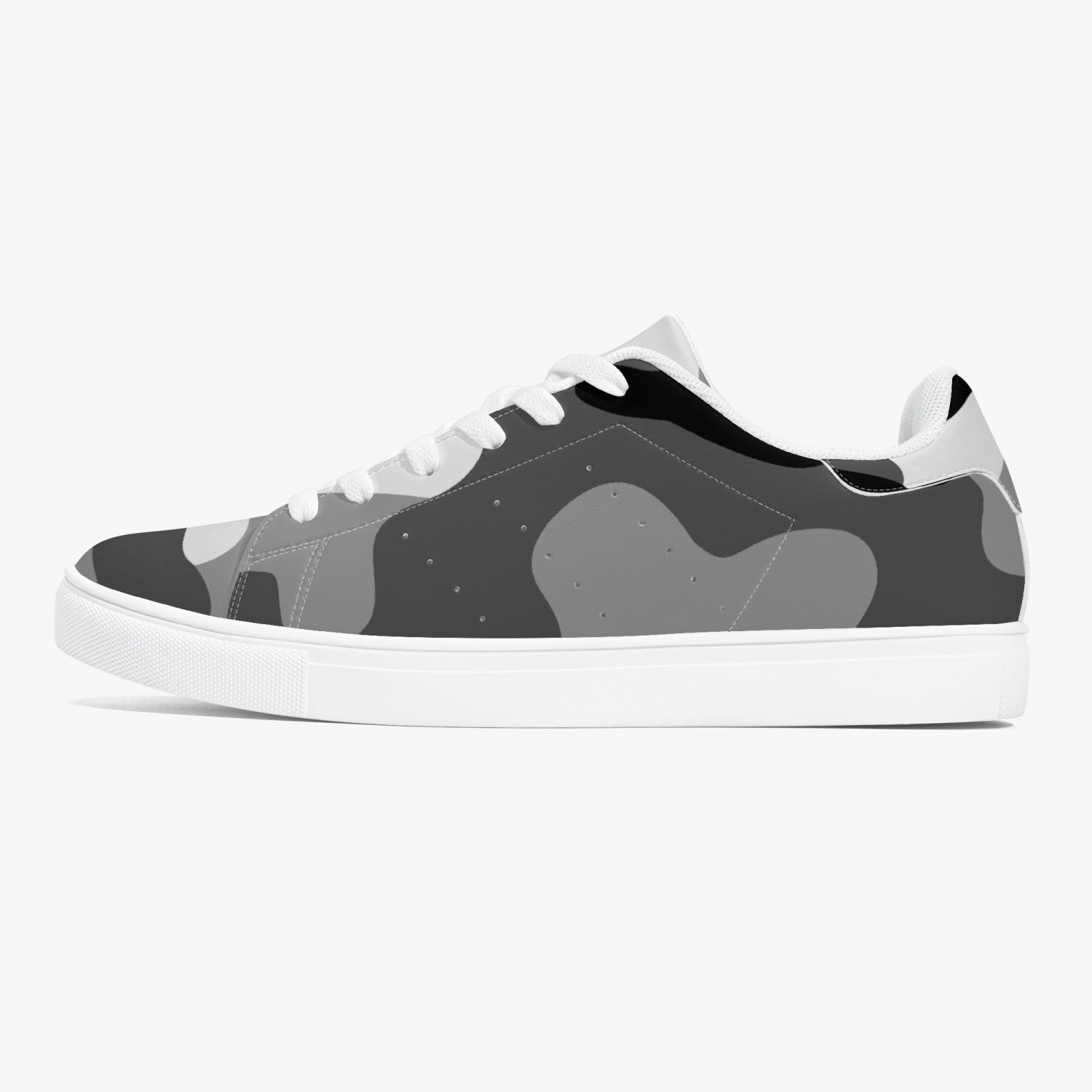 Camo Sneakers | Classic Low-Top Leather | Gray, Black and White