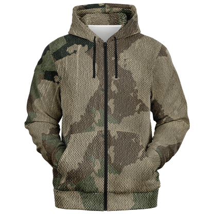 Zip-Up Hoodie | Dirty Brown Camouflage