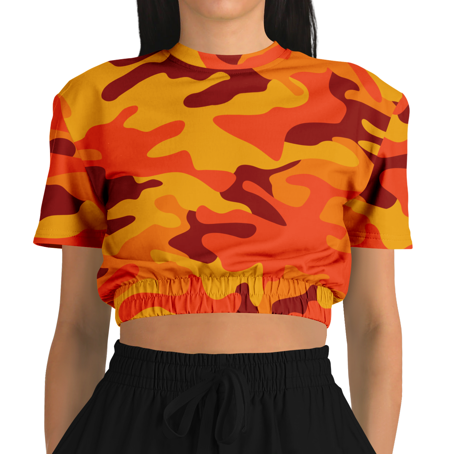 Camo Crop Top Sweatshirt | Orange & Red Camouflage