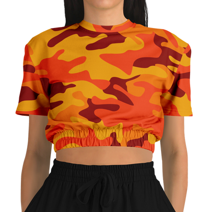 Camo Crop Top Sweatshirt | Orange & Red Camouflage