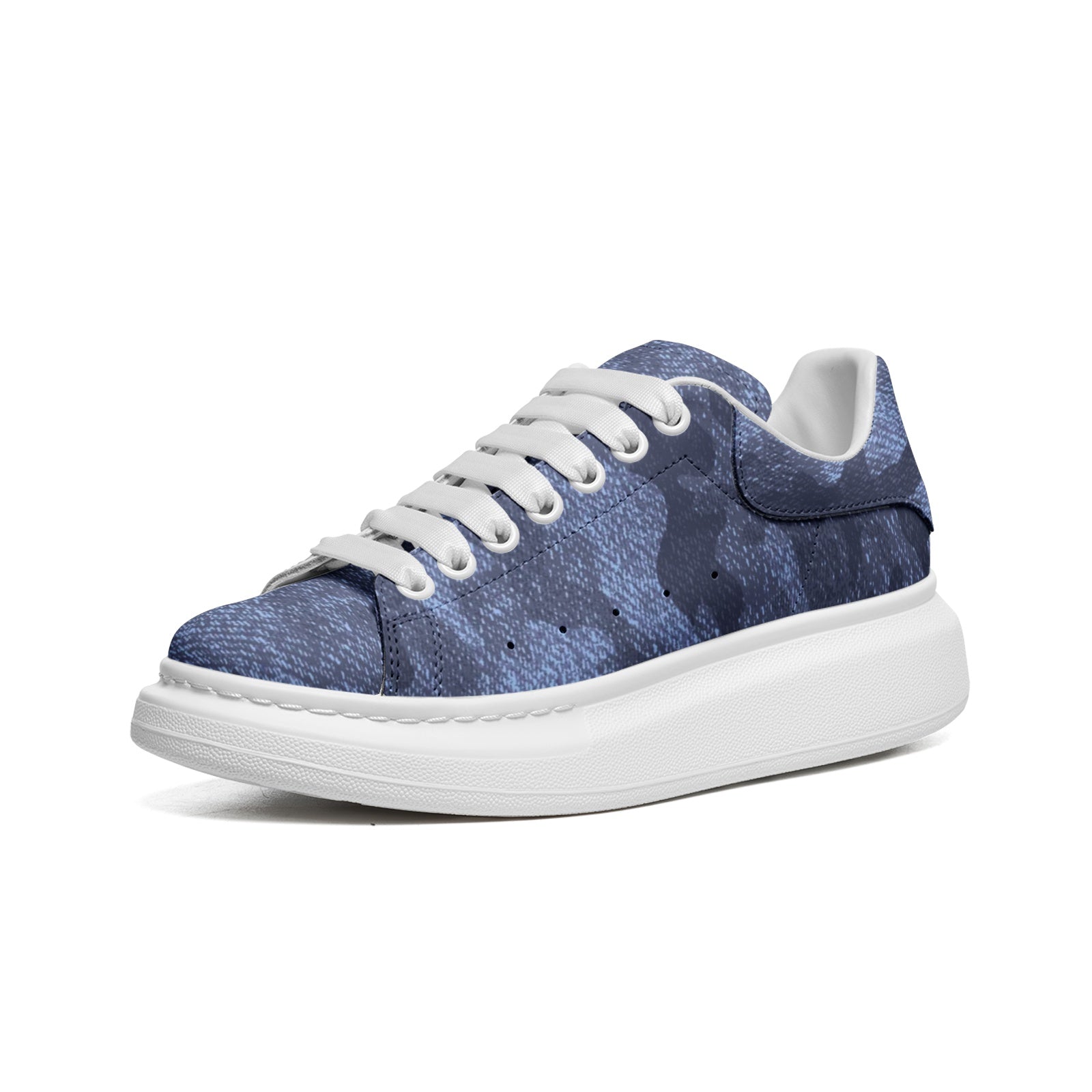 Oversized McQueen Sneakers | Denim Blue Camouflage