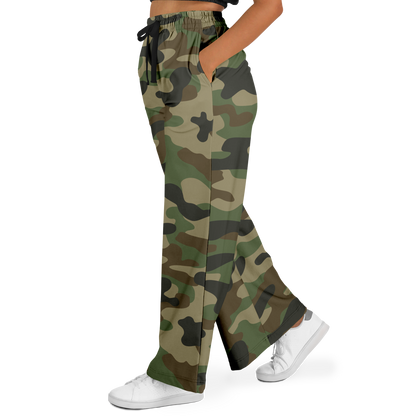 Camo Wide Leg Pants | Military Brown Camouflage