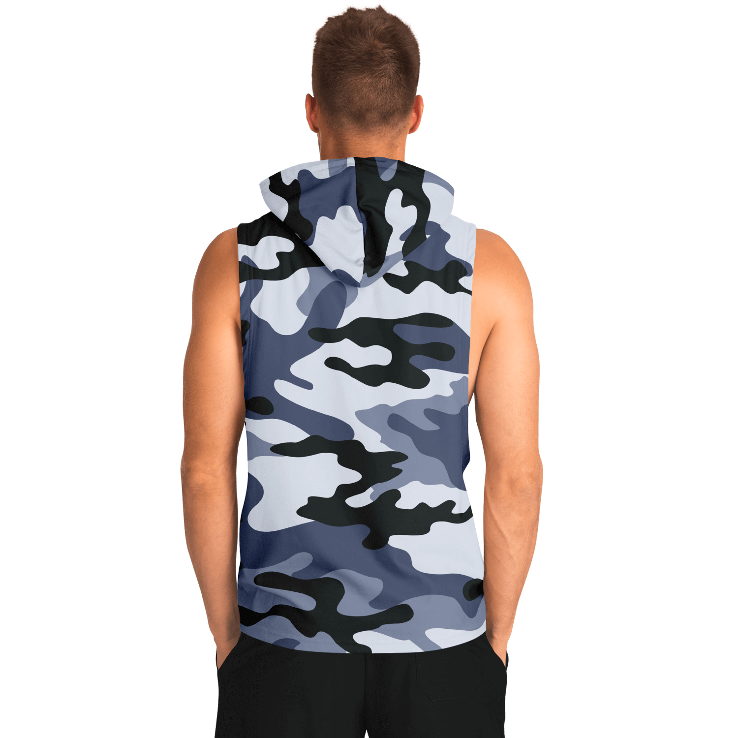 Sleeveless Hoodie | Light Blue Camouflage