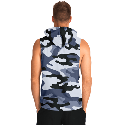 Sleeveless Hoodie | Light Blue Camouflage