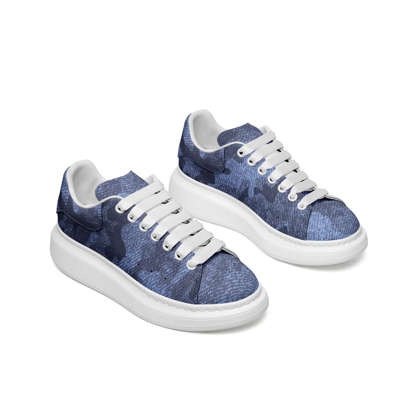 Oversized McQueen Sneakers | Denim Blue Camouflage