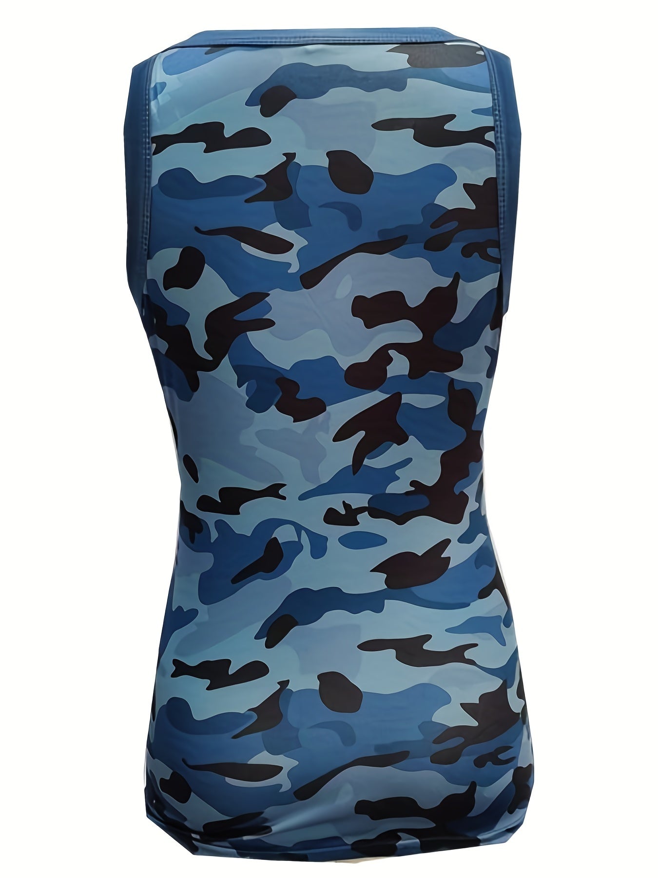 Camouflage Print Tank Top, Y2K Sleeveless Crew Neck Tank Top