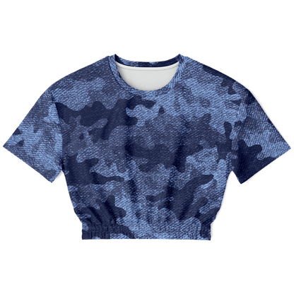 Camo Crop Top Sweatshirt | Blue Denim Camouflage