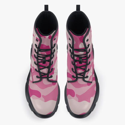 Chunky Boots | Leather in Lavender Pink Camouflage