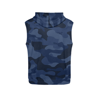 Sleeveless Camo Hoodie For Women | Deep Blue Camouflage