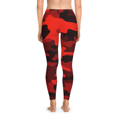 Red & Black Camo Leggings For Women | Mid Waist Fit