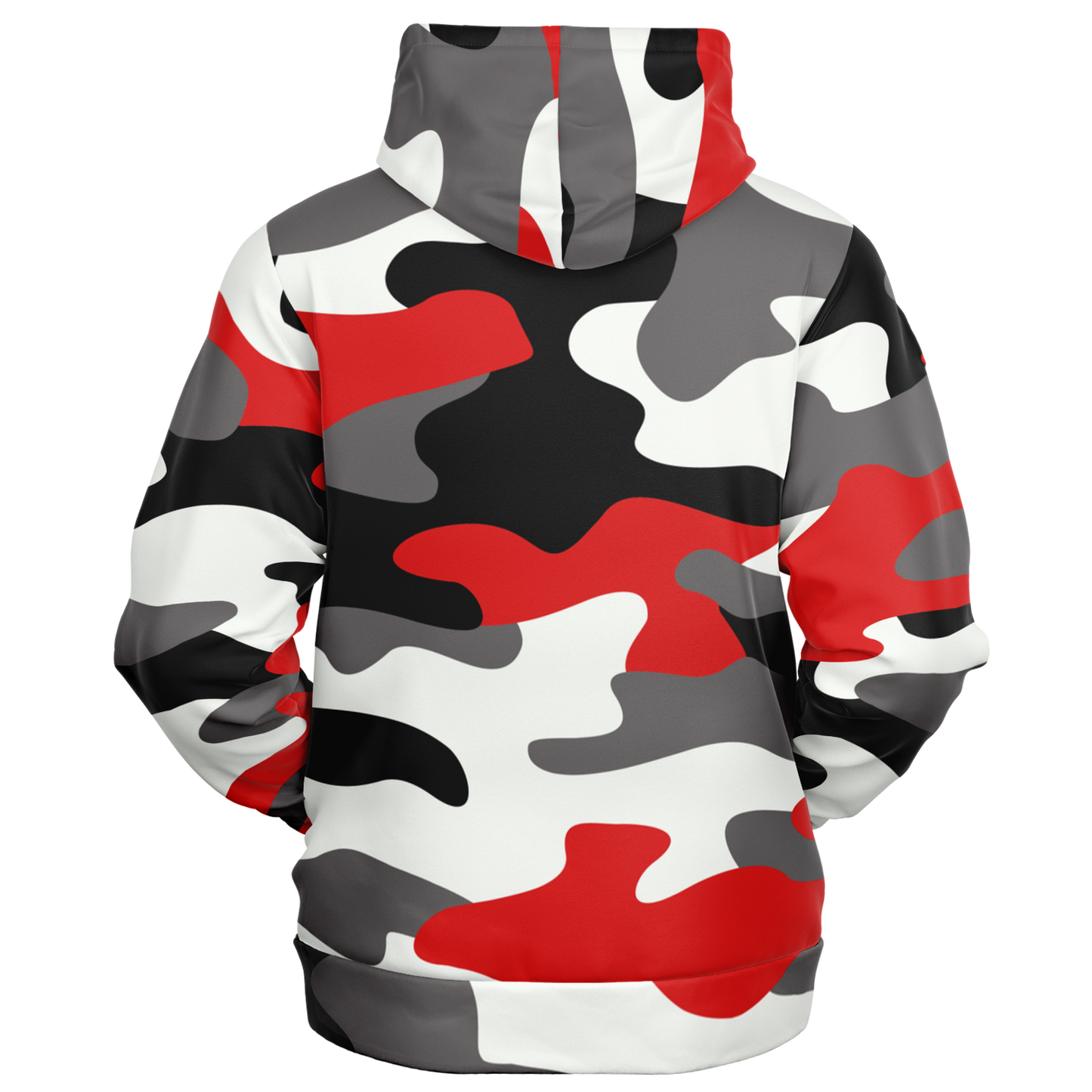 Zip-Up Hoodie | Red, Black, and White Camouflage