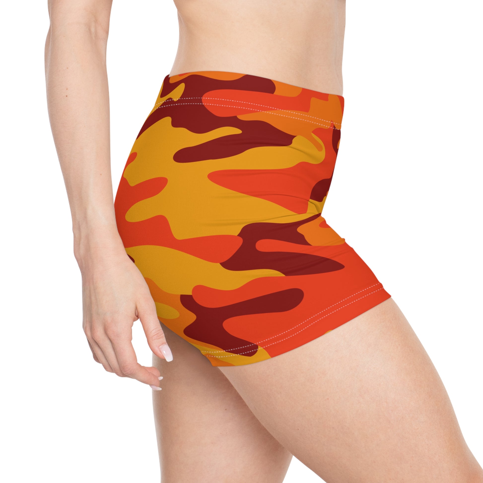 Women's Camo Shorts | Tight Fit | Orange & Red Camouflage