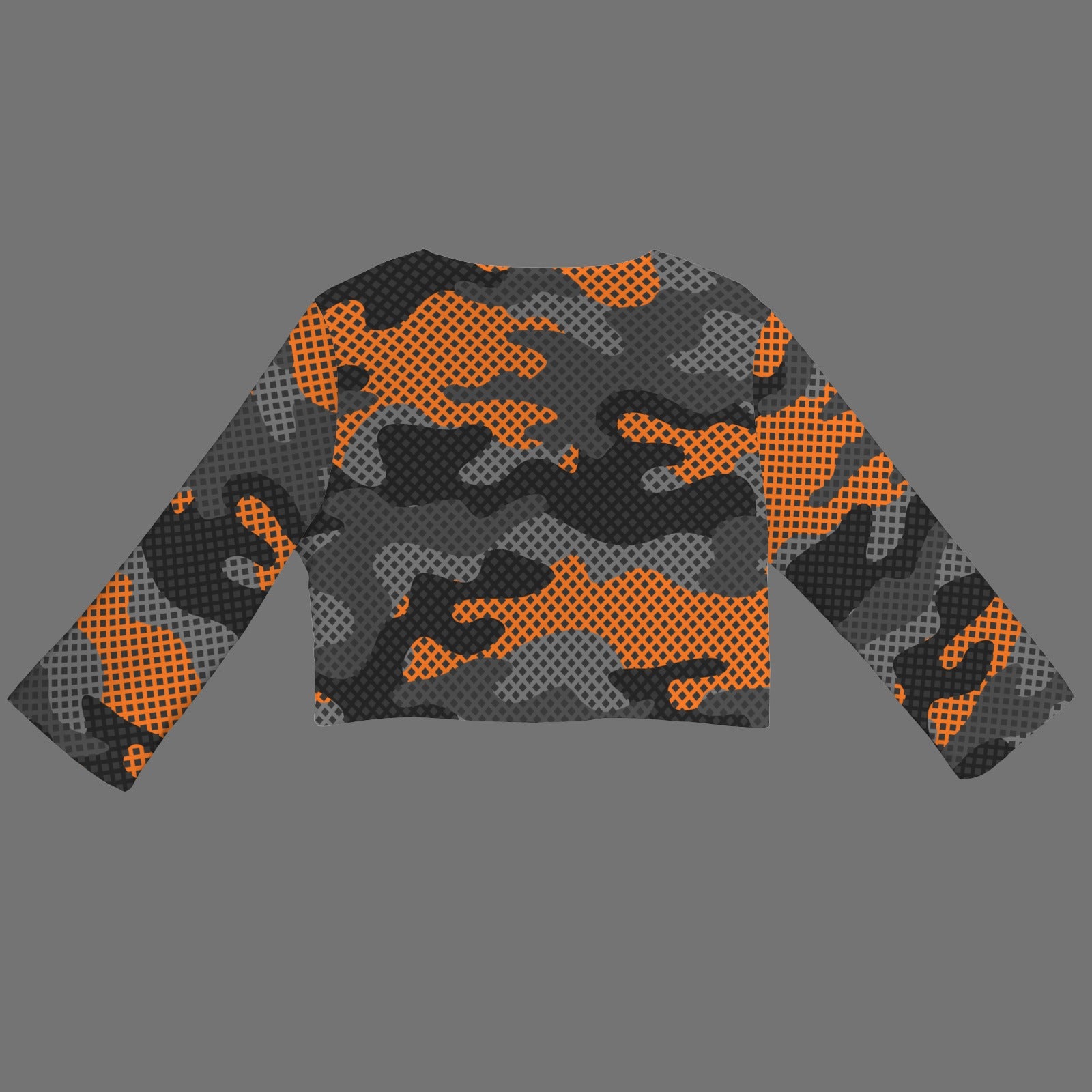 Camo Blazer | Cropped Open Front | Orange & Black Pixel Camouflage