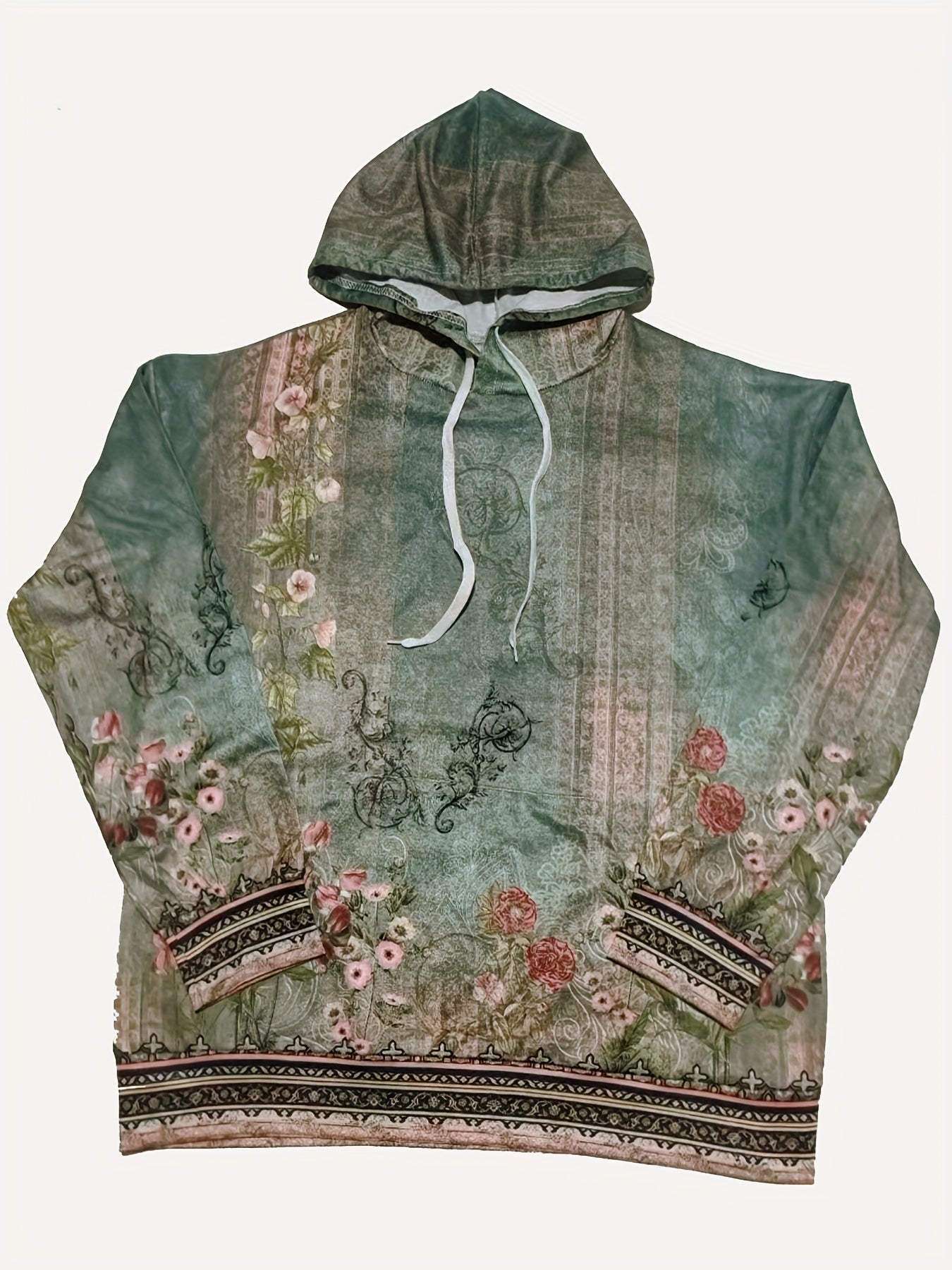 Women's Floral Print Hoodie | Casual Drop Shoulder Long Sleeves