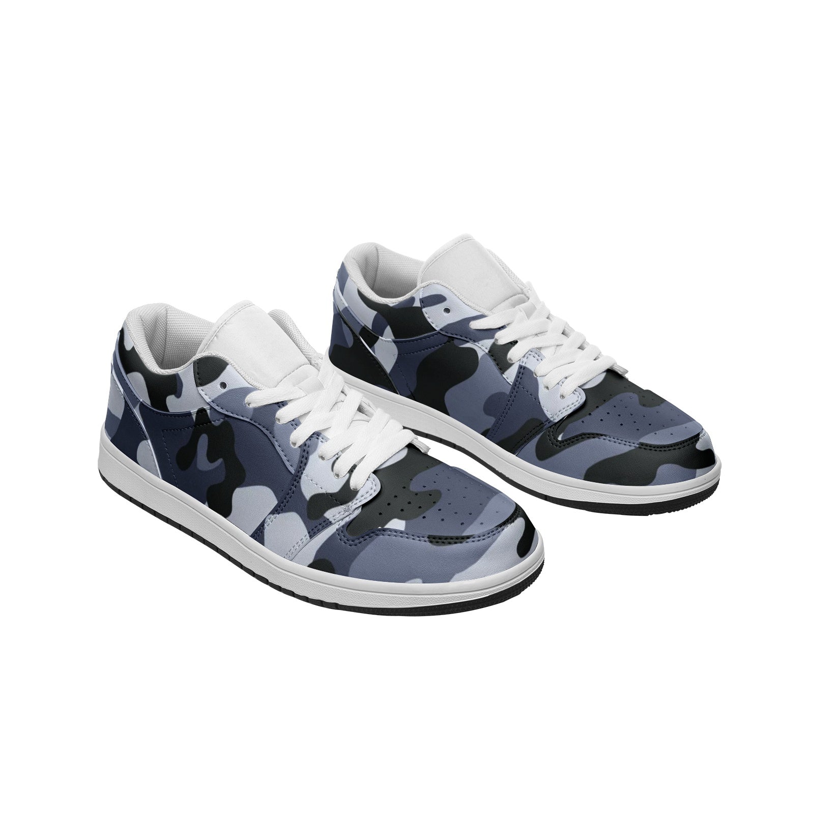 Camo Shoes | Light Blue Low Top Leather Sneakers