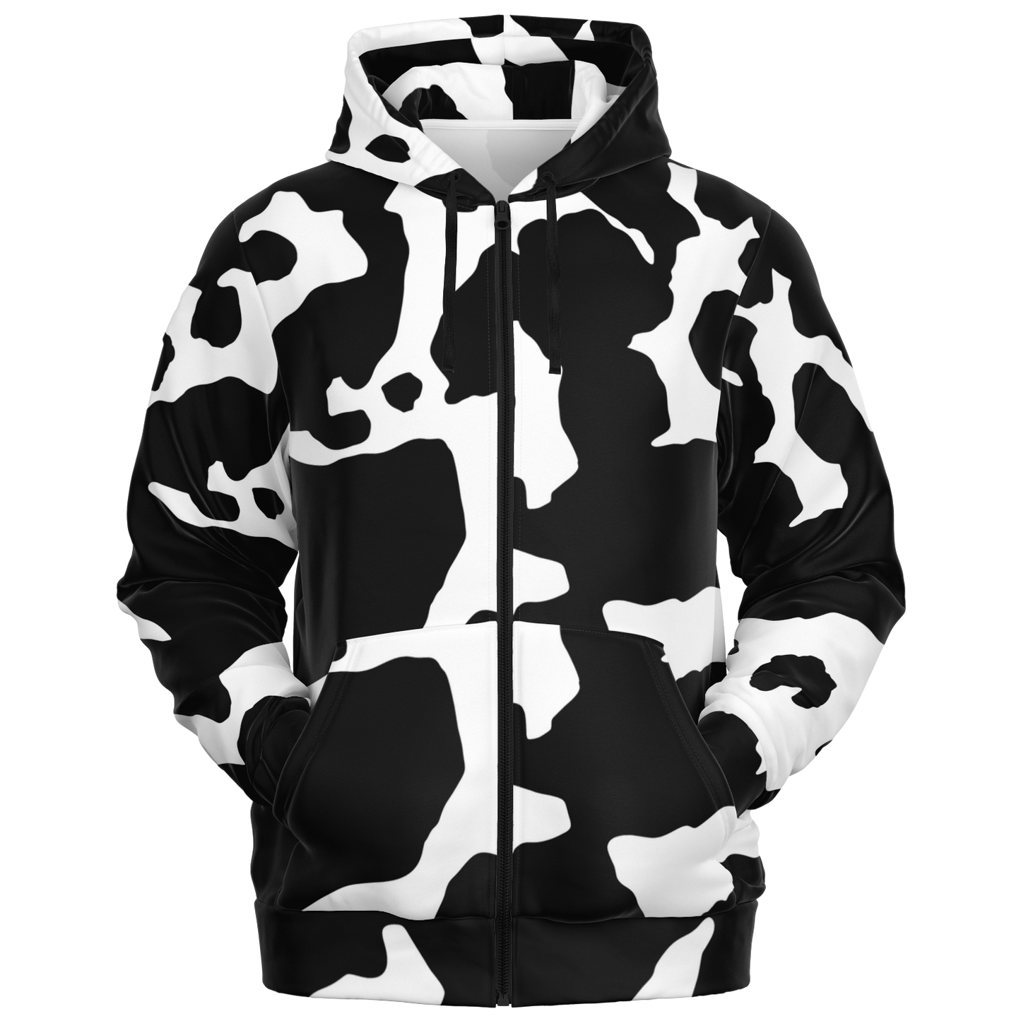 Zip-Up Hoodie | Black & White Camouflage