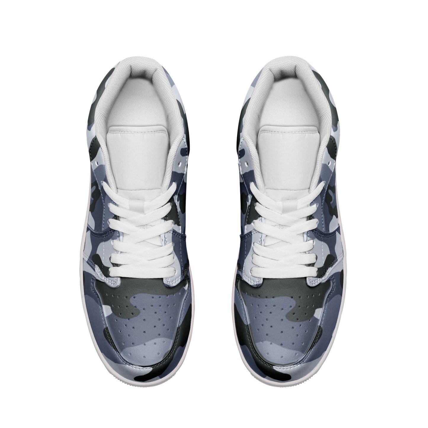 Camo Shoes | Light Blue Low Top Leather Sneakers