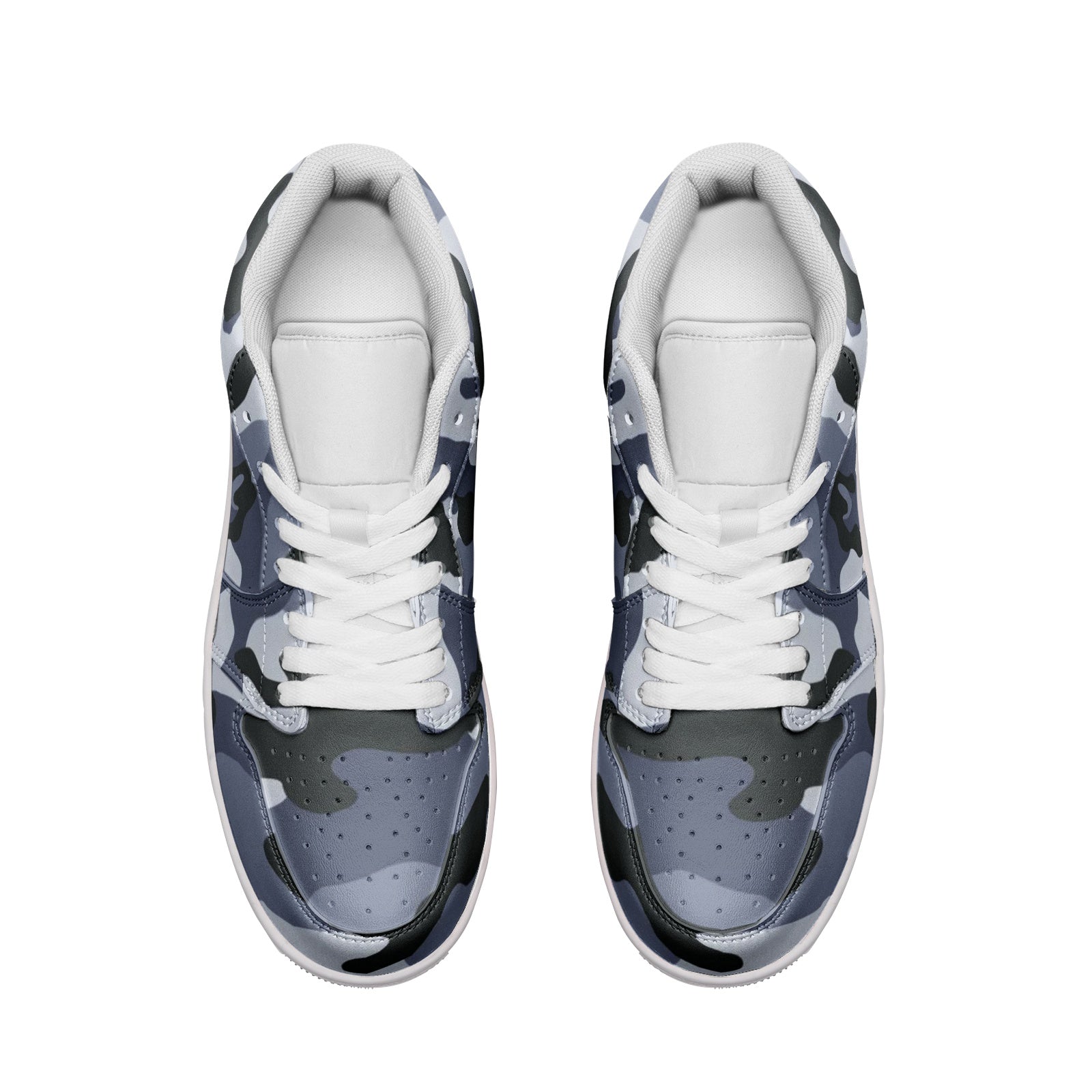 Camo Shoes | Light Blue Low Top Leather Sneakers