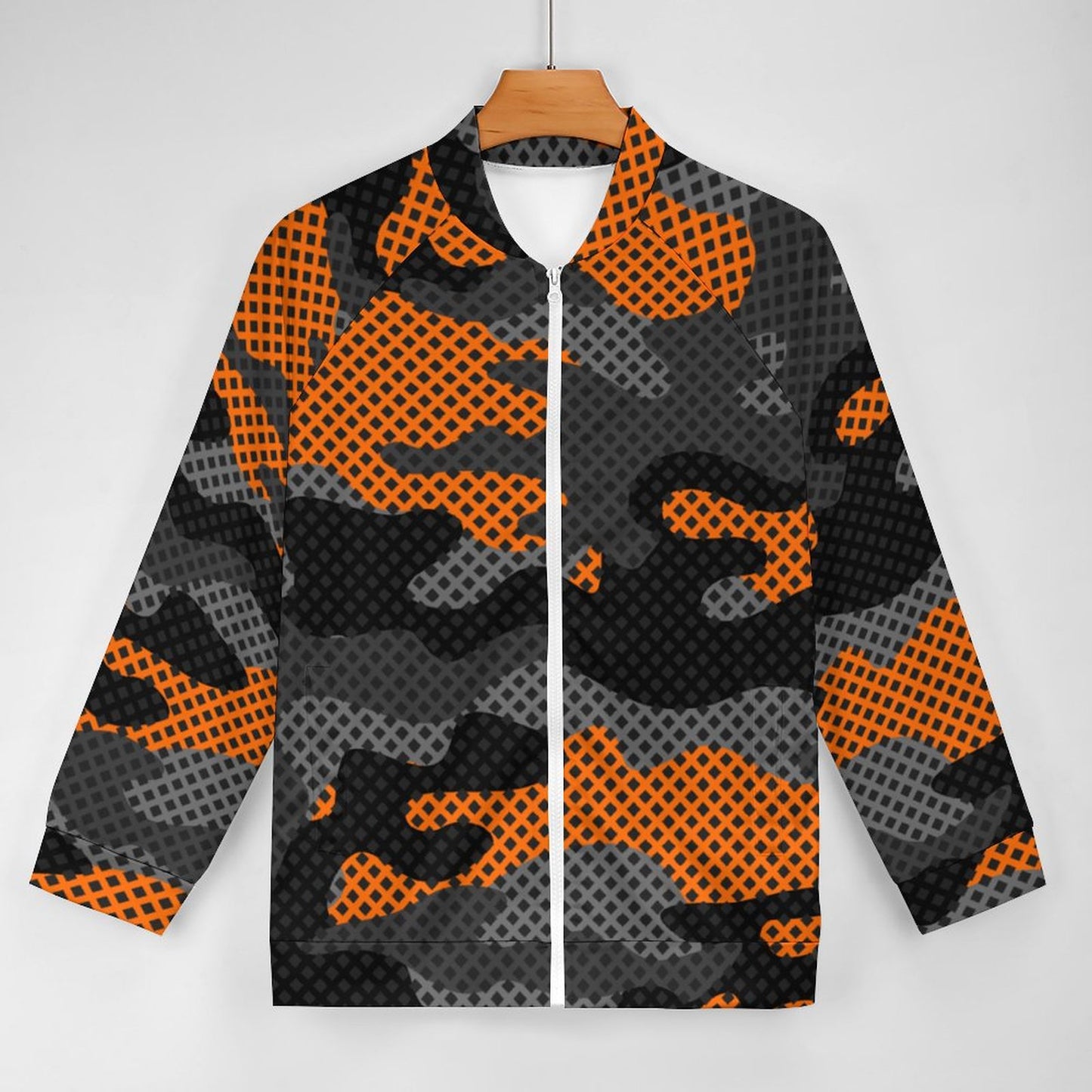 Camo Shirt | Raglan Zip-up | Orange and Black Pixel