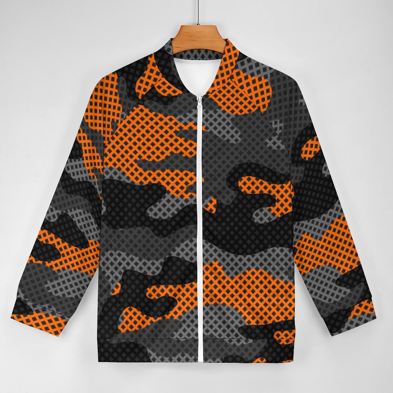 Camo Shirt | Raglan Zip-up | Orange and Black Pixel