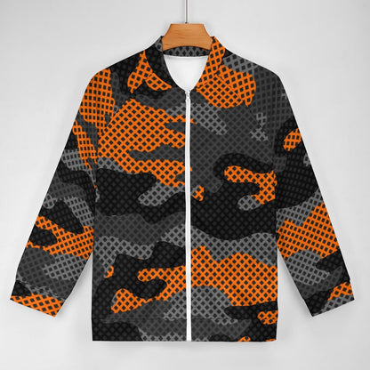 Camo Shirt | Raglan Zip-up | Orange and Black Pixel