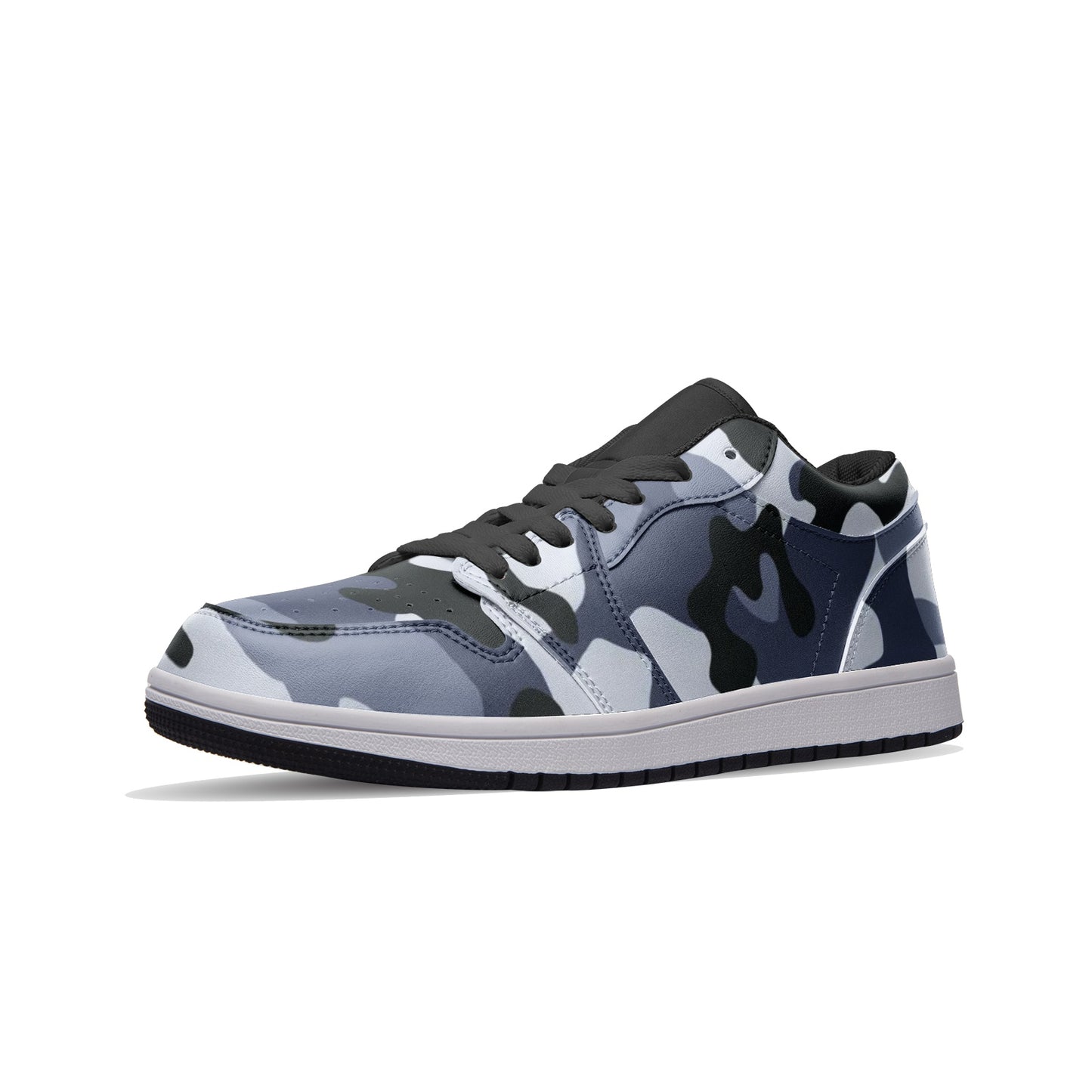 Camo Shoes | Light Blue Low Top Leather Sneakers