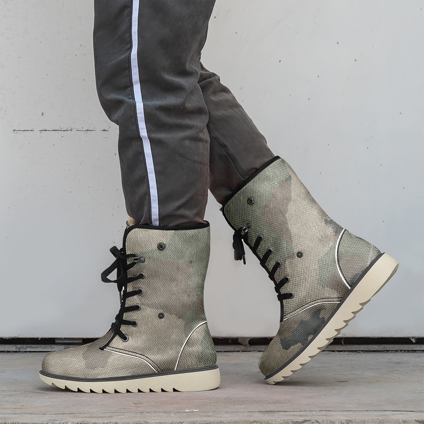 Camo Boots | Dirty Brown Cotton-Pad Fur Lining