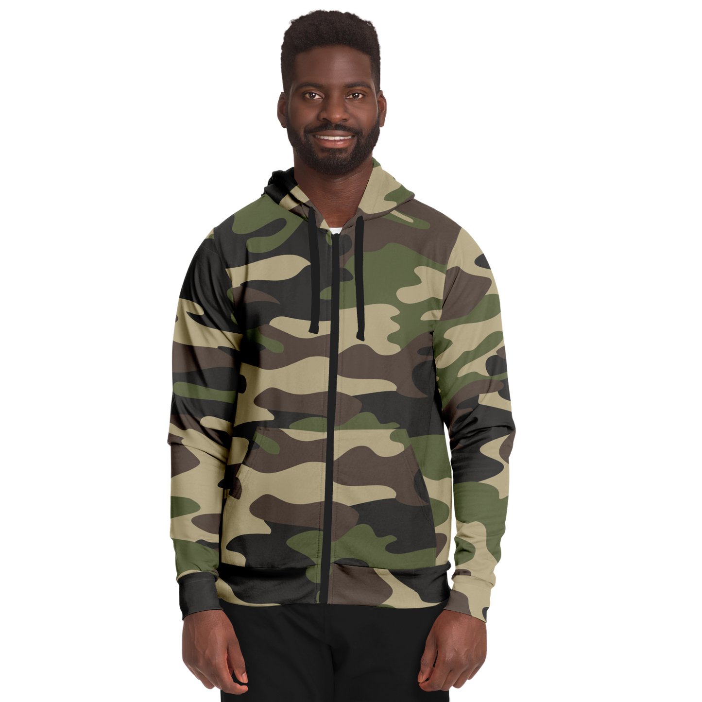 Zip-Up Hoodie | Classic Green Camouflage