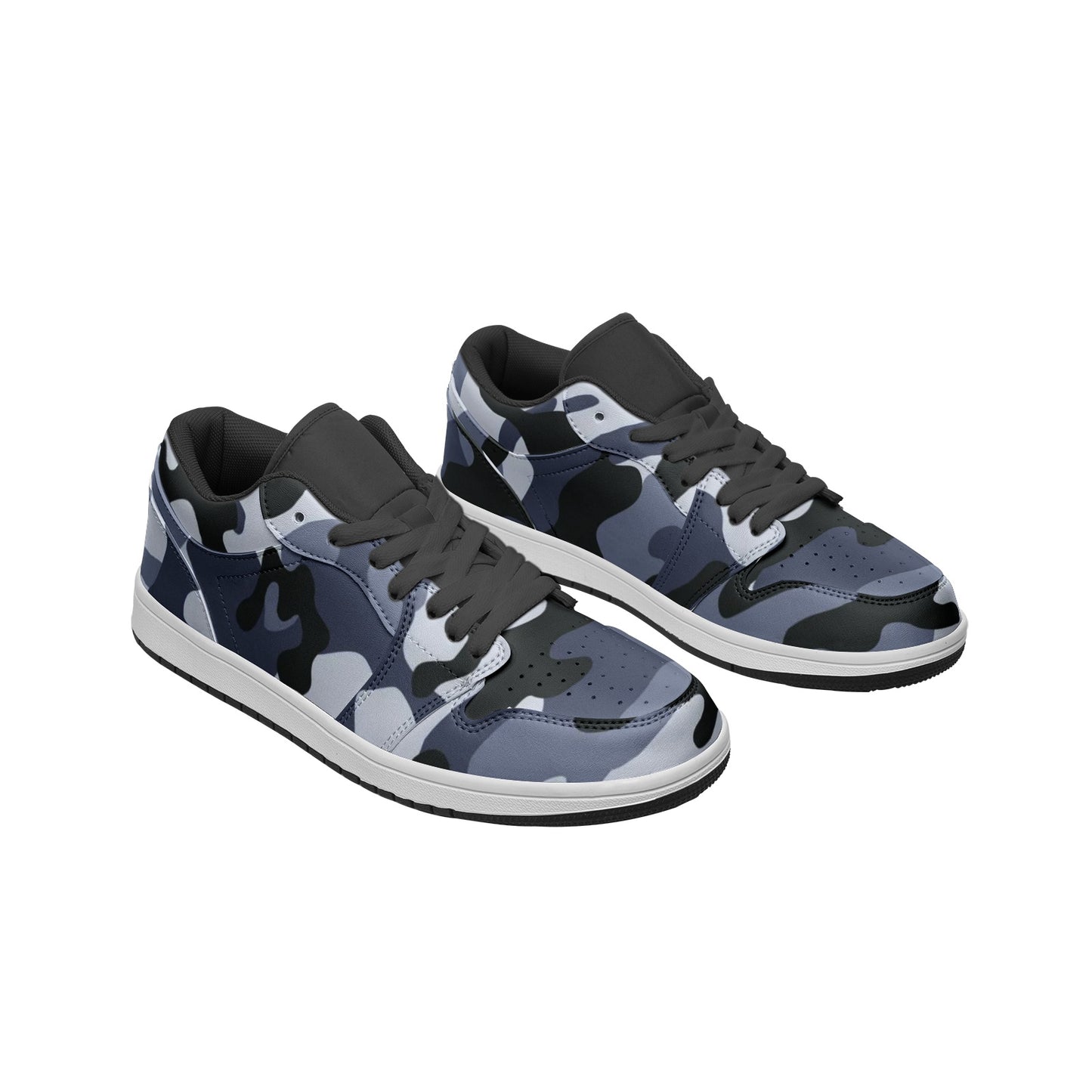 Camo Shoes | Light Blue Low Top Leather Sneakers