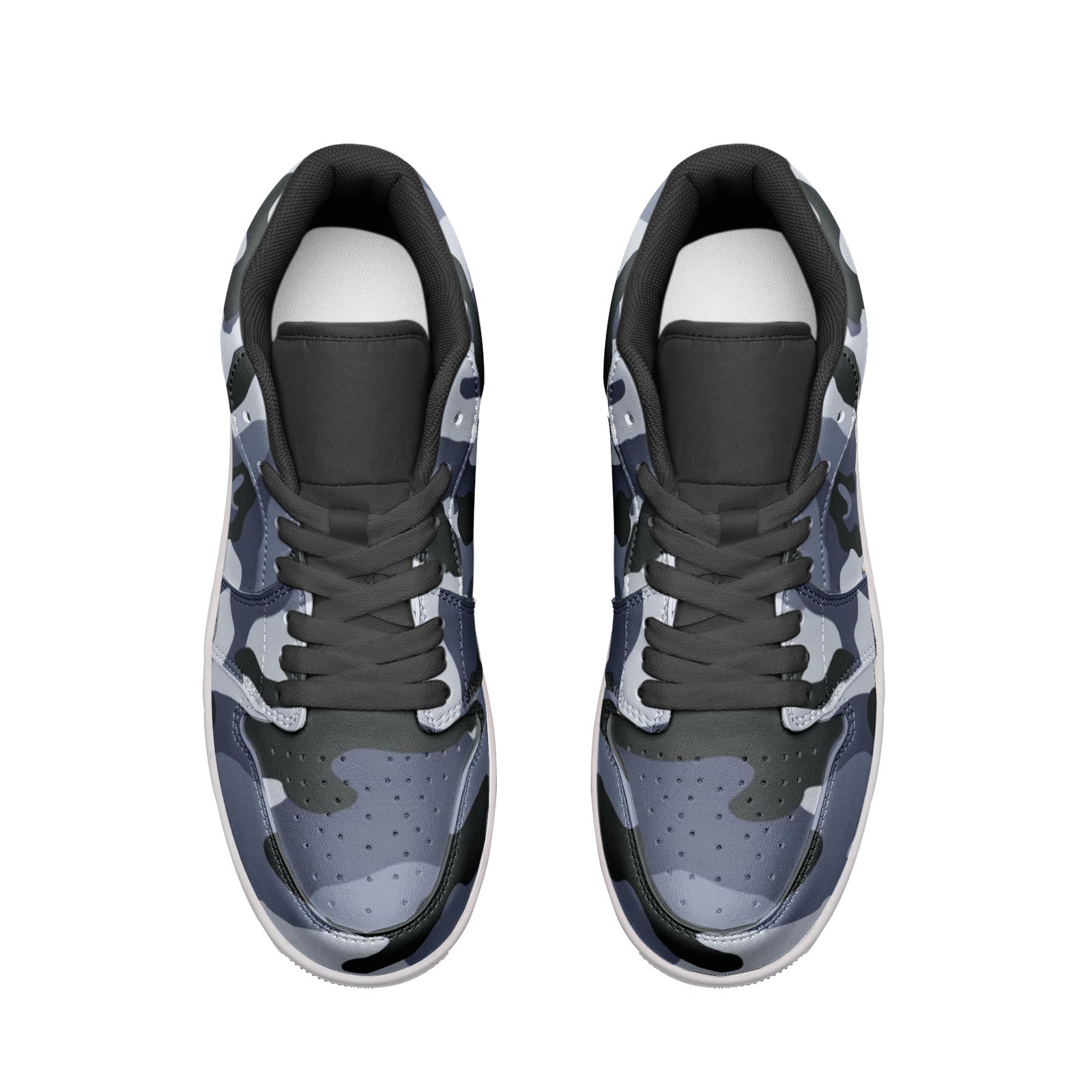 Camo Shoes | Light Blue Low Top Leather Sneakers