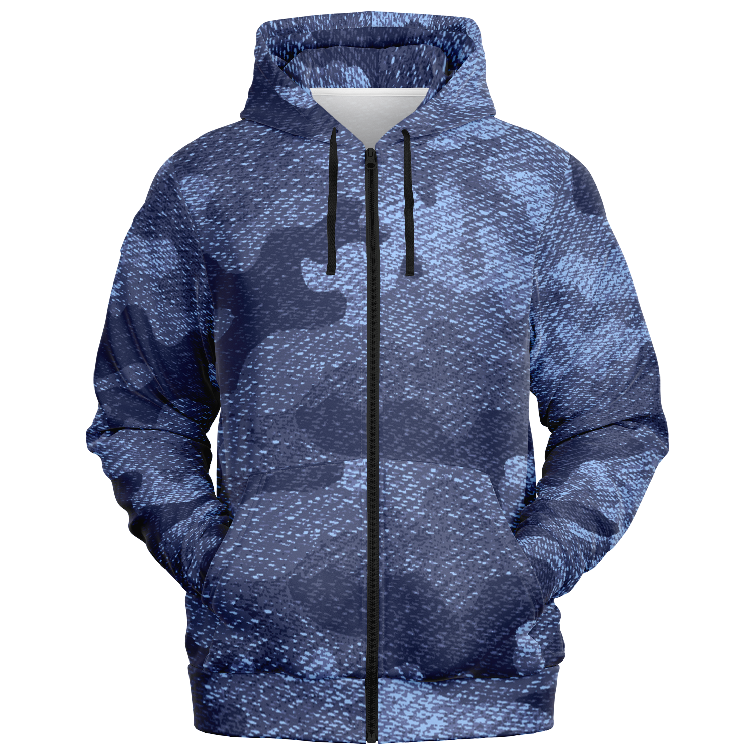 Zip-Up Hoodie | Denim Blue Camouflage