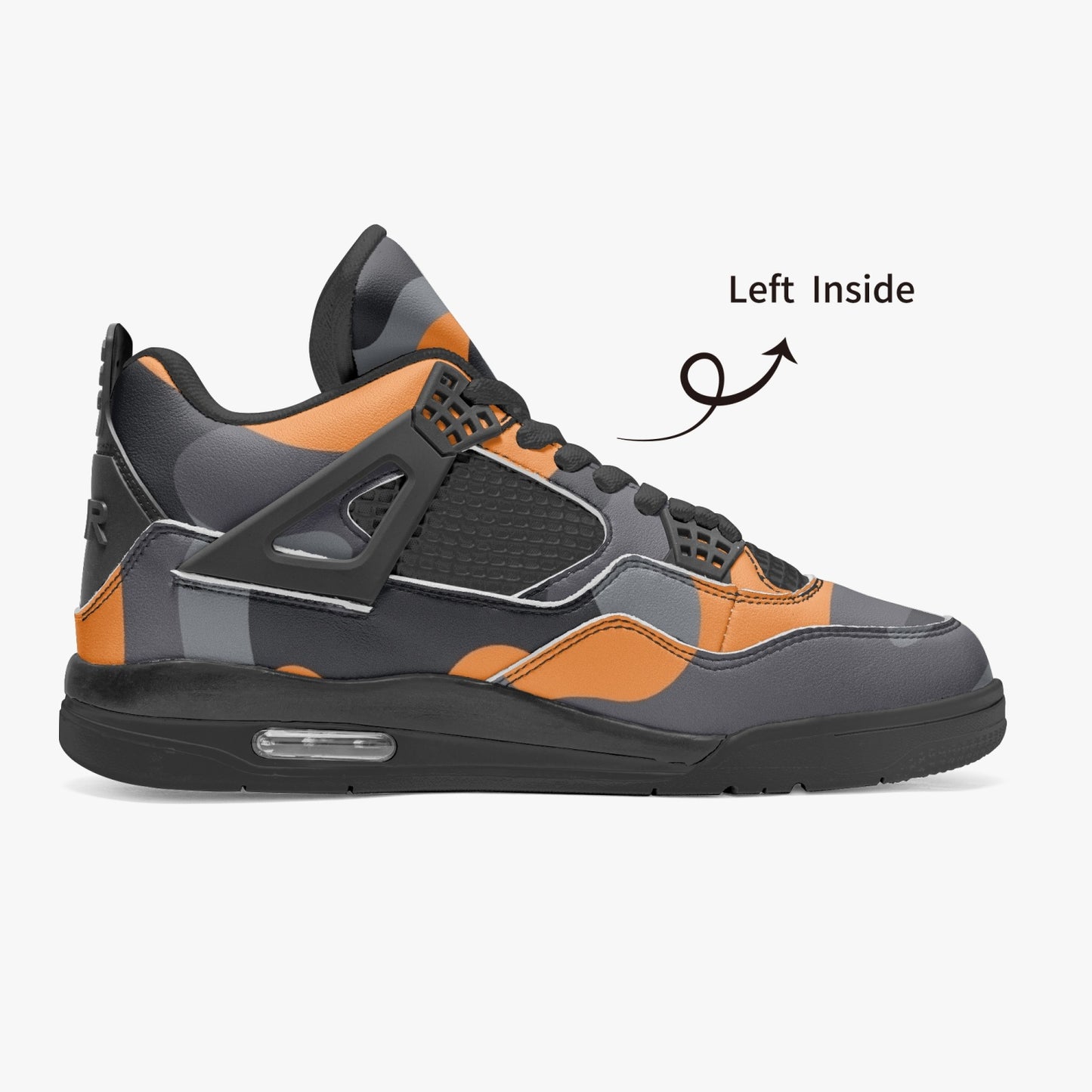 Camo Jordans AJ4 | Orange, Black and Gray Camouflage