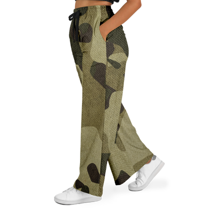 Camo Wide Leg Pants | Green Fabric Camouflage